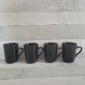 Set Of 4 Syracuse China Black Coffee Mugs Vintage 8 Oz Durable Classic Design